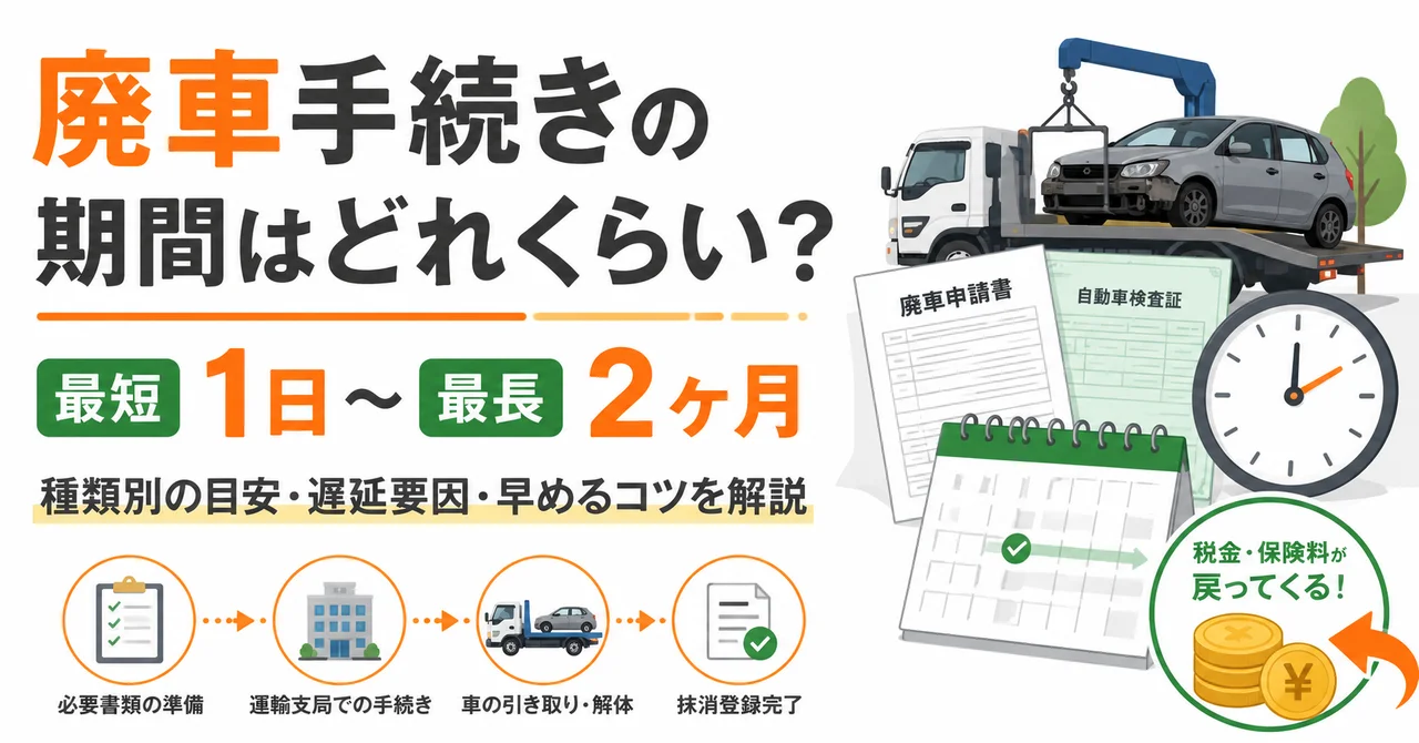 廃車手続きの期間完全ガイド｜種類別の所要日数・最短スピード・遅延要因と短縮テクニック