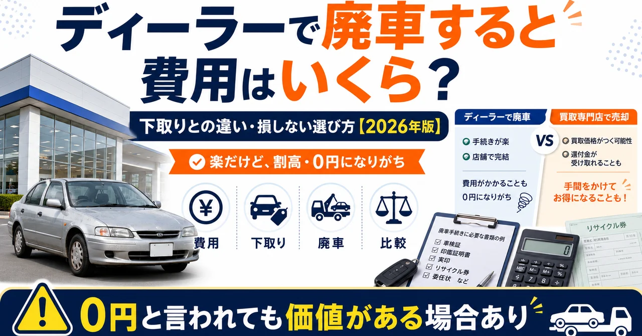 ディーラーで廃車すると費用はいくら？下取りとの違い・損しない選び方【2026年版】