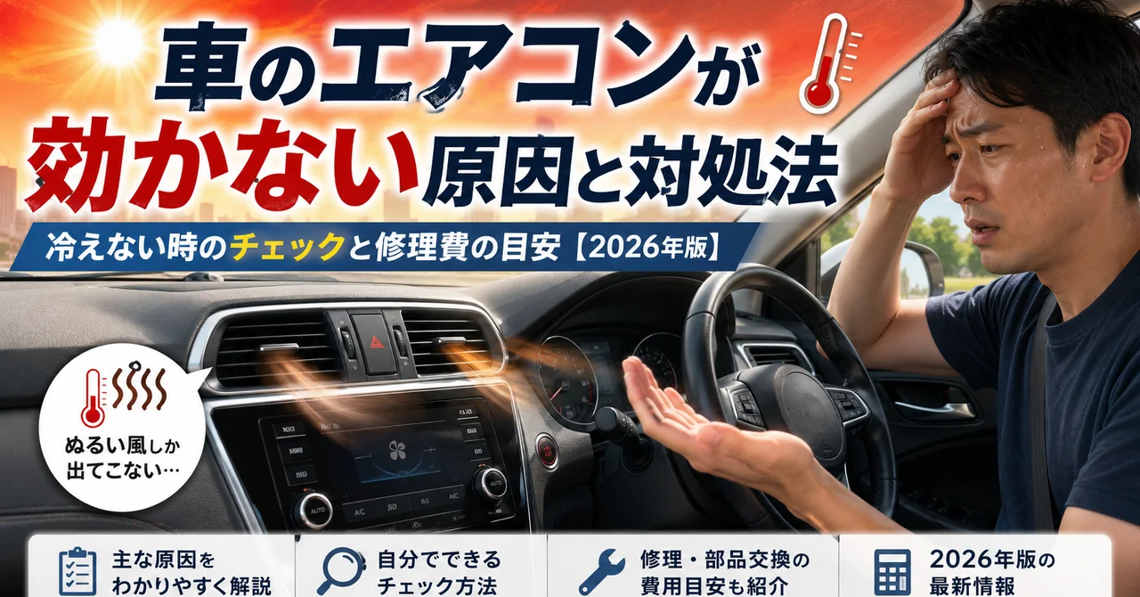 車のエアコンが効かない原因と対処法｜冷えない時のチェックと修理費の目安【2026年版】