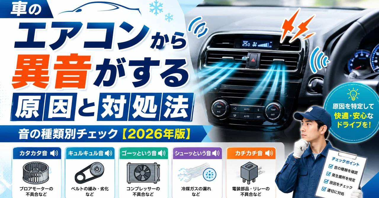 車のエアコンから異音がする原因と対処法｜音の種類別チェック【2026年版】