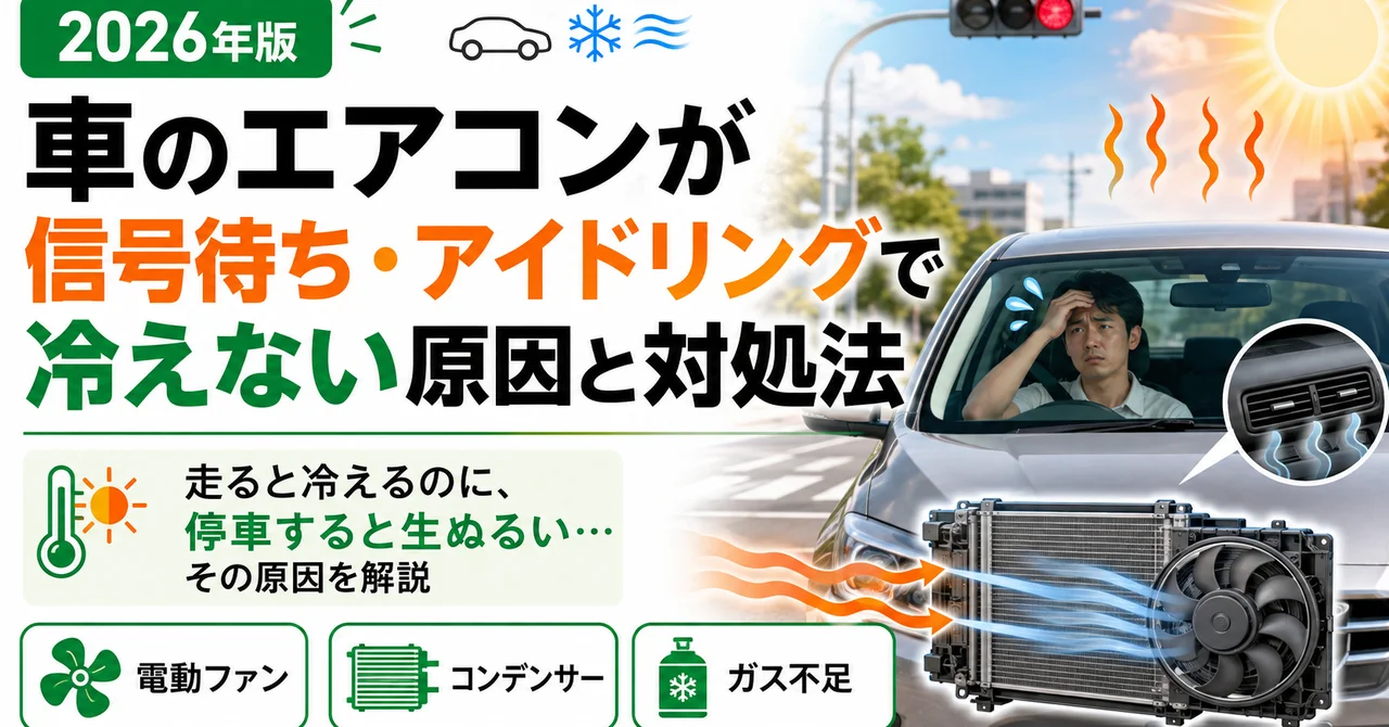 車のエアコンが信号待ち・アイドリングで冷えない原因と対処法【2026年版】