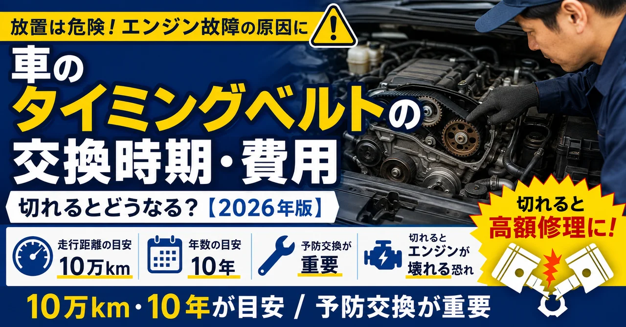 車のタイミングベルトの交換時期・費用｜切れるとどうなる？【2026年版】