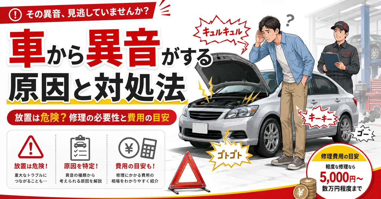 【車から異音がする原因と対処法】放置は危険？音の種類別にわかる修理の必要性と費用の目安