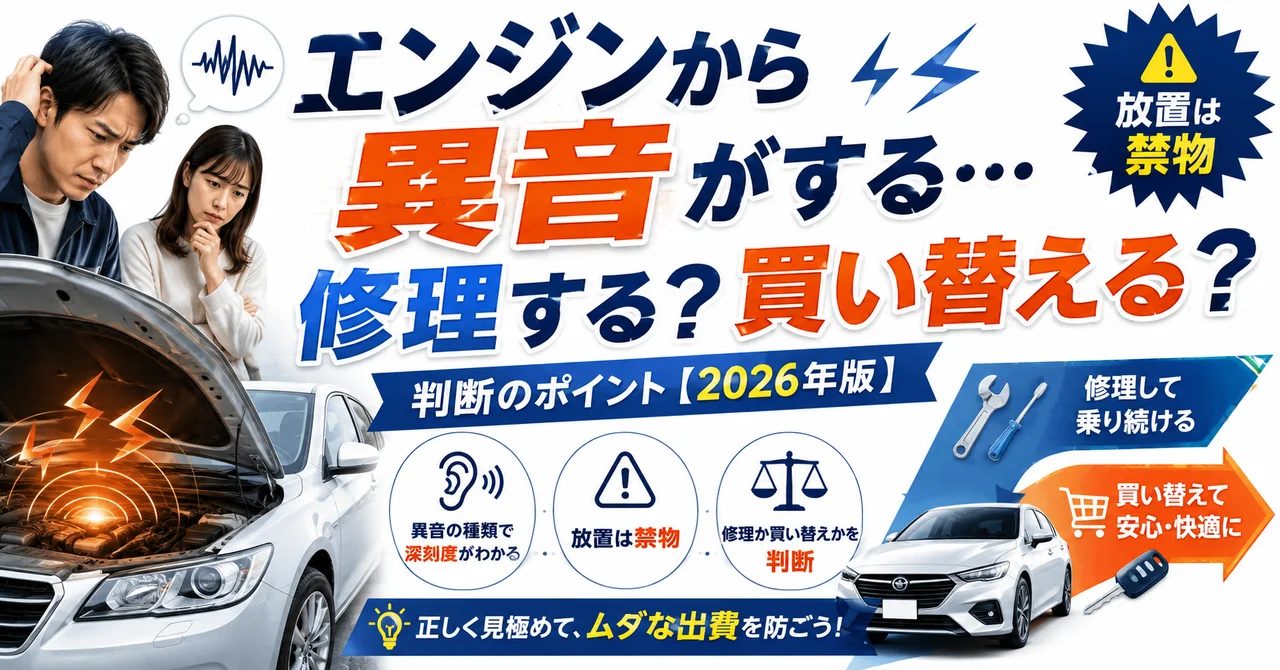 エンジンから異音がする…修理する？買い替える？判断のポイント【2026年版】
