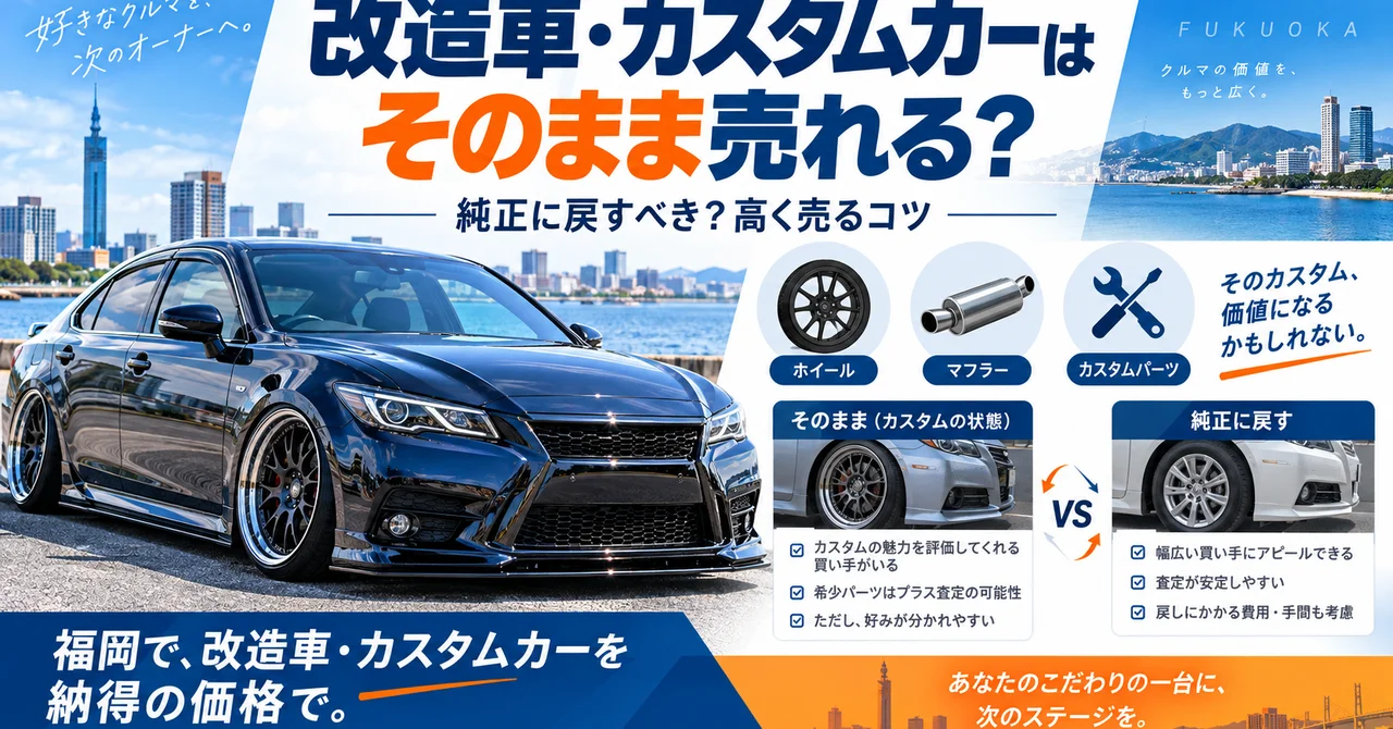 改造車・カスタムカーはそのまま売れる？純正に戻すべき？高く売るコツ【2026年版】